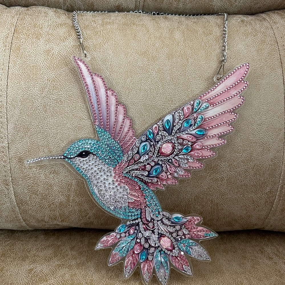 Elegant Pink and Blue Hummingbird Bird Ornament